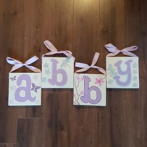 Handmade ABBY or BABY wooden letters sign